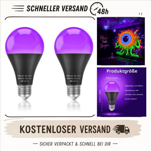 Schwarzlicht led e27 w - led, 12