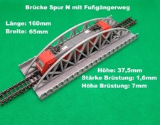 Brücke Spur N m. Fußgängerweg 160mm 3 tlg. Bausatz   3D Druck PLA 4 Farben (13)