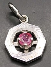 Vintage Weiß Gold  333 8 Kart Anhänger Mit Rubin Stein