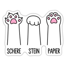 Schere Stein Papier Katzen Pfoten Aufkleber Sticker, max. 10 x 10 cm, 10 x 10 cm