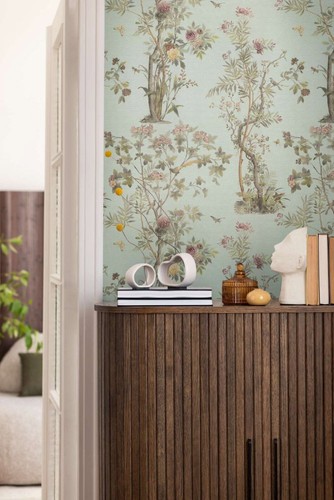 Florale vliestapete mit - florale,