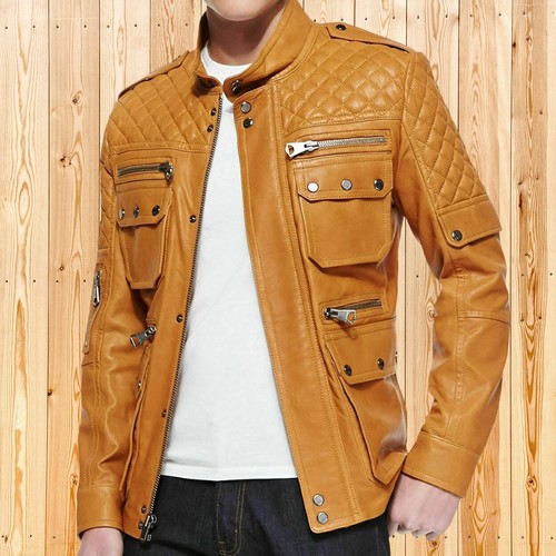 Herren hellbraun biker - hellbraun,