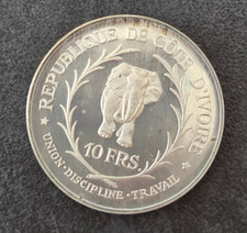Elfenbeinküste --10 Francs 1966-- Elefant Felix Houphouet Boigny