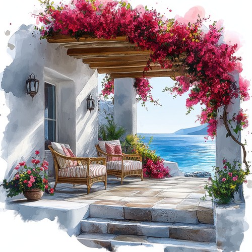 Wandbild terrasse meer - wandbild,