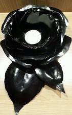 TEELICHTHALTER Rose schwarz glänzend Metall lackiert