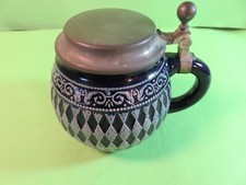 Bierkrug Keramik blau,MR Marzi & Remy, mit Zinndeckel,Alter?