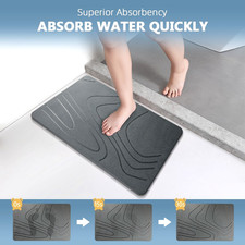 Badematte Duschmatte Kieselgur Stein 60x39 cm grau, schnelltrocknend, rutschfest