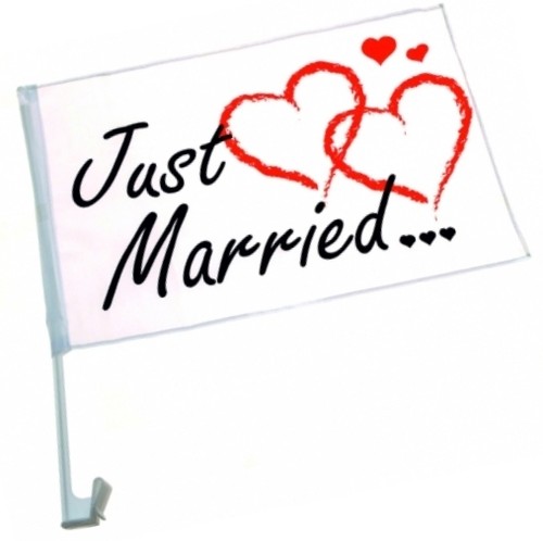 36x autofahne just married - autofahne, "just