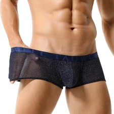 Tauwell Herren Sexy Low-Rise Shiny Bling Nylon Boxershorts Unterwäsche