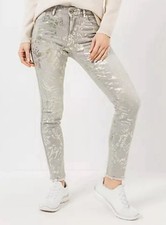 DINE 'N' DANCE Jeanshose knöchellang 5-Pocket-Style Folien-Druck  gr.40  pp