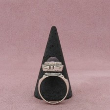 Sterling Silber Vintage Ring handgeätzt Rosenschliff Amethyst Gr. 6,75