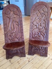 Stühle Massivholz Afrika Kunsthandwerk Palaver Elefant & Giraffe aus Kamerun