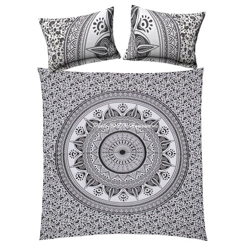 Floral double grau bettbezug - floral,