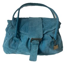 Tasche Handtasche Wildledertasche Velours Echtleder Ledertasche türkis azur blau