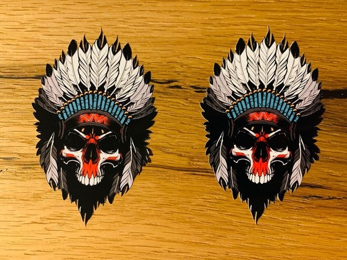 Indianer skull aufkleber - 2x,
