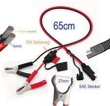 Modellbau 12V 10A SAE Kabel SAE Stecker mit Sicherungshalter u. Krokodilklemme