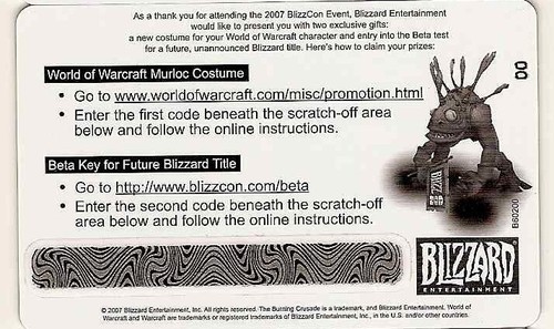 Wow blizzcon 2007 loot card - wow,