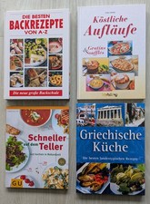 Bücherpaket - 4x Kochbücher, Backrezepte, Aufläufe, Griechische Küche