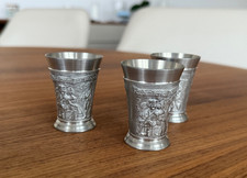 Zinn Schnapsbecher - BMF Reinzinn - 3 Stück