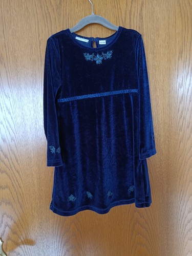 Mädchen samt kleid blau - mädchen,
