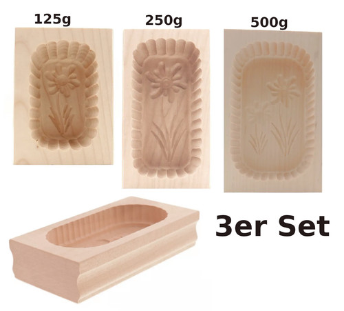 3er set holz butterform - set, 125g