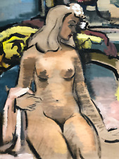 ERNST RUHE / KUNSTMALER: GROSSFORMATIGES AQUARELL, SITZENDER FRAUEN- AKT