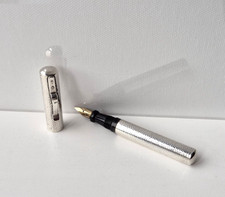 alter 900 Silber Füller mit 14 Karat Goldfeder / Hammerschlag - Füllfederhalter