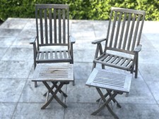 GARLAND Gartenstuhl-Ensemble  2 Stühle, 2 kleine Tische, Teakholz