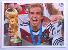 Philipp Lahm orig. Autogramm 13x18 WELTMEISTER POKAL 2014