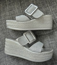 Cerutti Pantoletten Sandaletten Wedges Größe 38, Farbe silber 