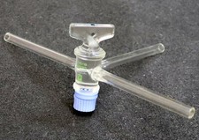 BRAND Dreiwegehahn T-Bohrung mit massivem Glasküken + Gewinde 3 NS/19  No. 84313