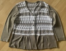 Strickjacke Damen 46 weiß/braunes Norwegermuster mit Schösschen Neu Ungetragen