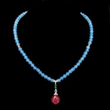 Blauer Chalzedon Halskette mit