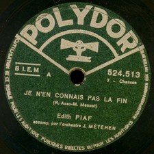 EDITH PIAF -Chanson- Je n'en connais pas la fin /Elle....  Schellackplatte S9032