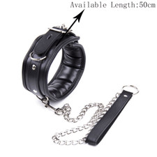 Bondage PU Leder Halsband Halskragen Gepolsterte Chocker Kette SM Korsett Slave