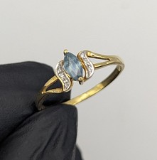 925 Silber Ring vergoldet mit Saphir und Weißtopas Schmuck Damen