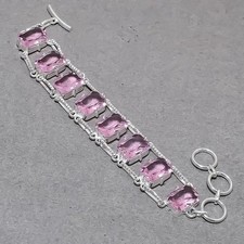 Facettiertes rosa Kunzit Kissen Form Edelstein handgefertigtes Modeschmuck Ar...