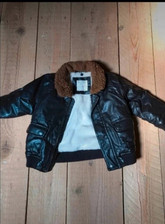 Zara Kinder Leder Übergangsjacke Mit Teddyfell 