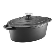 AMBITION Gusseiserner Bräter mit Deckel Gusseisentopf Gussbräter Iron 28,5x21 cm