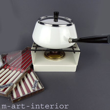 SPRING Swiss Fondue Topf Raclette Stövchen Rechaud Brenner Emaille Gabel 60er 70