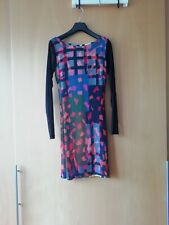 Bunt schwarz vintage retro Muster afrikanisch Netzkleid Seidenkleid Midikleid 