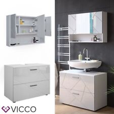 Badmöbelset Irma Weiß Hochglanz modern 80 cm Badezimmerschrank Badschrank Vicco