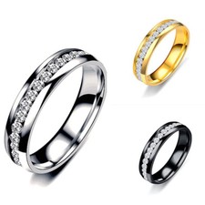 Männer Frauen Edelstahl Cz Titan Ring Band Größe 6-12 Verlobung Hochzeit ~  >