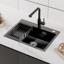 60x45 cm Küchenspüle Edelstahl Einbauspüle Spülbecken mit Ausziehbar Wasserhahn