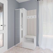 Garderoben-Set Nela I LUX, gepolsterte Garderobe 100 cm mit Spiegel, Wandpaneel