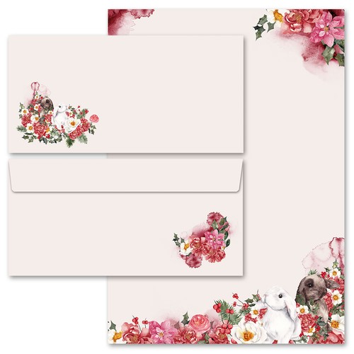 Briefpapier set blumenhasen - briefpapier,