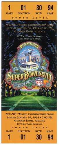 Super bowl xxviii ticket - m,