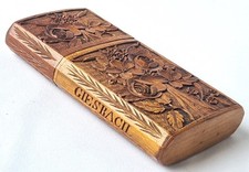 Zigarren-/ Zigaretten- Etui Holz- Schnitzerei Handarbeit GIESBACH um 1900 P274
