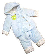 3 Monate, Baby Plüschanzug, Overall, Winteranzug, Blau, Bärchen, gefüttert