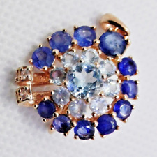 Sky Blautopas Saphir Cubic Zirkonia Anhänger 925 Silber 585 Roségold vergoldet